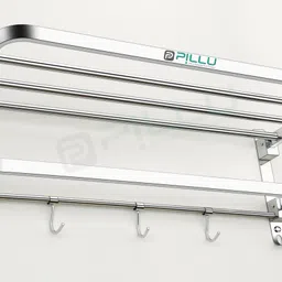 pillu by phonix 304 Grade SS Folding Towel Rack with Shelf for Bathroom – 24 Inch Chrome Finish SILVER Towel Holder-picture-13