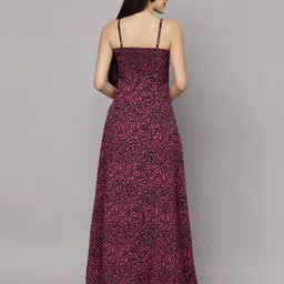 aayu Women Maxi Black, Pink Full Length Dress image 2