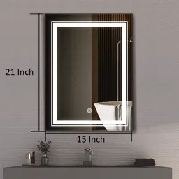 khushi decors 15 x 21-Double Line Led Bathroom Mirror image 3