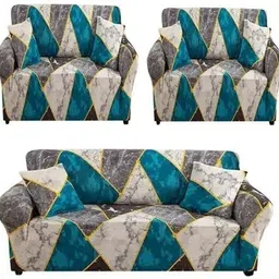 papsun Polyester Geometric 3+1+1 Seater Sofa Cover-picture-10