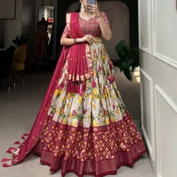 hem selles Floral Print Semi Stitched Lehenga Choli image 2