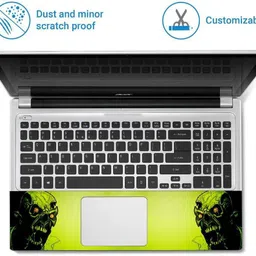Anweshas 4 in 1 Combo Pack with Laptop Skin Sticker Decal, Palmrest Skin, Screen Protector, Key Guard for 15.6 Inch Laptop - Horror Green Combo Set image 3