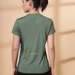 chkokko Women Solid Round Neck Polyester Light Green T-Shirt image 4