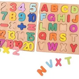 Colorful Wooden Puzzle Set Featuring 3D Capital Alphabets and Numbers-image-68