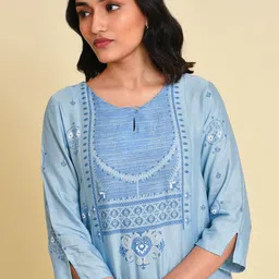 W Women Floral Print Co-Ord Kurta Set With Parallel Pant image 2