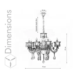 kapoor lampshades Raphael 8 Arm Ceiling Chandelier In Amber & Clear Finish With Clear Glass Crystal Drops & Trim image 3