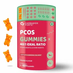 Carbamide Forte PCOS Supplements for Women with 40:1 Ratio of Myo & D Chiro Inositol Fortified with PCOS Vitamins & Minerals - Orange Flavour - 60 Veg Gummies-image-18