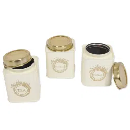 Living With Elan Dreamer Tea, Sugar and Coffee Stsinless steel 500 ml Set of 3 Canister-Ivory image 2