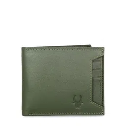 WildHorn Men Green Solid RFID Protected Genuine Leather Two Fold Wallet image 2