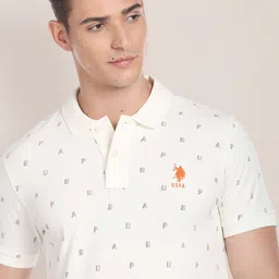 U.S. Polo Assn. Typography Printed Polo Collar Pure Cotton Casual T-Shirt image 2