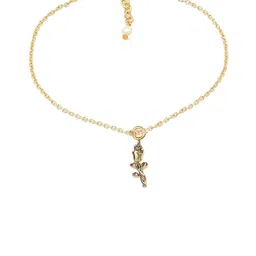 OOMPH Gold Plated Rose Shaped Charm Anklet image 5