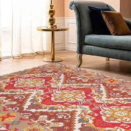 BLANC9 Red & Off White Printed Cotton Carpet image 2