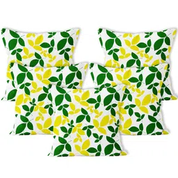 Encasa Homes Green & Yellow Set of 5 Square Cushion Covers image 5
