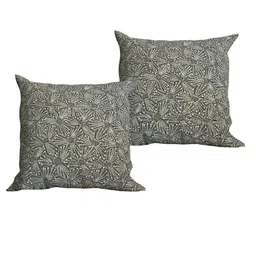 SHADES of LIFE Grey & Green 2 Pieces Embroidered Cotton Square Cushion Covers image 4