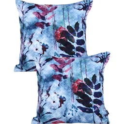 Soumya Blue & Pink 2 Pcs Floral Square Cushion Covers image 5