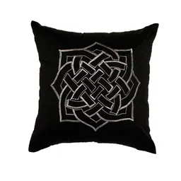 ZEBA Black & Silver-Toned Embroidered Square Cushion Cover image 3