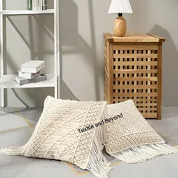 Textile and Beyond Off White Cotton Square Cushion Covers image 3