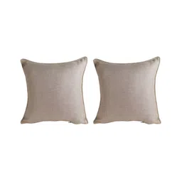 THE CONVERSION Beige 2 Pieces Jute Cotton Square Cushion Covers image 3