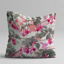 STITCHNEST Green & Magenta Set of 5 Floral Square Cushion Covers image 5