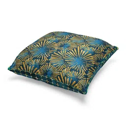 BIANCA Teal & Gold-Toned Floral Square Cushion Covers image 3