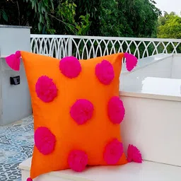 THROWPILLOW Orange & Pink Embroidered Square Cushion Cover image 3
