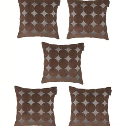 ROMEE Brown & Grey 5 Pieces Geometric Velvet Square Cushion Covers image 3