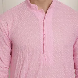 SOJANYA Ethnic Motifs Embroidered Thread Work Pure Cotton Kurta with Churidar image 3