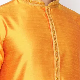 COCOI LIFESTYLE Men Mustard Yellow Dupion Silk Kurta with Churidar image 4