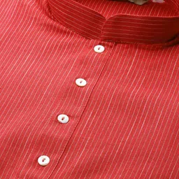 RAJUBHAI HARGOVINDAS Men Red Striped Cotton Handloom Kurta image 2