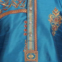Enciger Men Turquoise Blue Handloom Kurta image 3