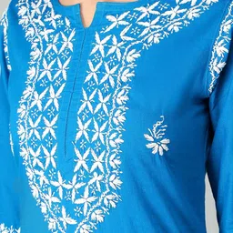 Seva Chikan Ethnic Motifs Printed Thread Work Cotton Lucknowi Chikankari Kurta image 2