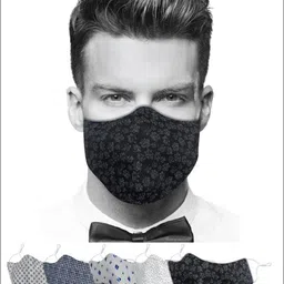 EL REGALO Men Pack of 5 Printed 3-Ply Cotton Reusable Cloth Masks image 3