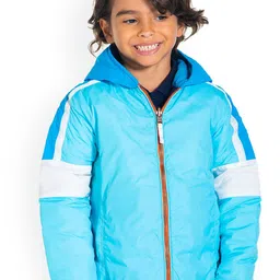 Cherry Crumble Unisex Kids Blue Colourblocked Reversible Padded Jacket image 5