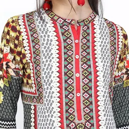 Vishudh Women White & Black Geometric Printed Kurta image 4