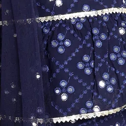 Cutiekins Girls Embellished Mirror Work Ready to Wear Lehenga & Blouse With Dupatta image 4