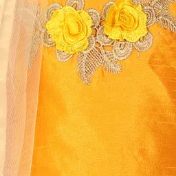 Superminis Girls Yellow & Cream-Coloured Patchwork Embroidered Lehenga Choli image 4
