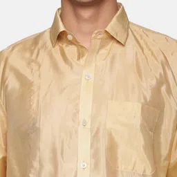 Sethukrishna Men Beige & White Shirt with Dhoti Pants image 5