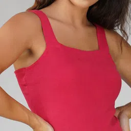 Lagashi Ribbed Shoulder Straps Cotton Fitted Top image 4