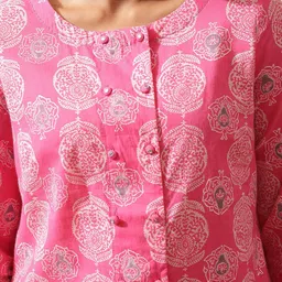 folk song W Ethnic Motifs Printed Cuffed Sleeves Pure Cotton Top image 4