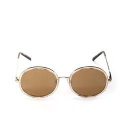 ENRICO Unisex Brown Lens & Gold-Toned Polarised UV Protected Round Sunglasses EN P 4011 C1 image 5