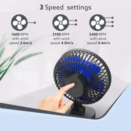 AGARO Breeze 3 Blade Rechargeable Personal Mini Fan (USB Powered, Black) image 4