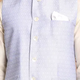 VASTRAMAY Men Beige Solid  Festive A-Line Kurta Sets image 4