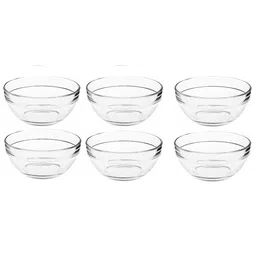 uniglass Stackable Glass Bowl Lead Free Tranparent 370ml Set of 6 image 3