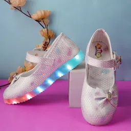 LNG Lifestyle Girls Printed Round Toe Ballerinas With Bows & LED Lights image 2