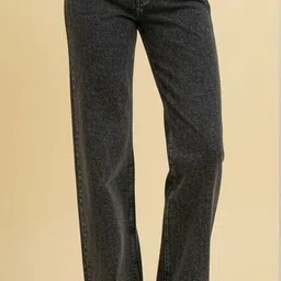 Women Straight Fit Mid Rise Black Jeans-image-24