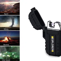 Explorer ™ Latest Technology Dual Arc Lighter|Waterproof | USB Fast Chargeable Travelling Hiking Camping Lighter | Gifting Purpose For Cigarette Lighters Lovers | Cigarette Lighter, USB Charger image 4