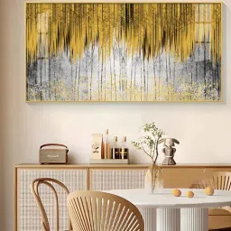 Functional Golden Line Glass Finish Horizontal Wall Art-image-33