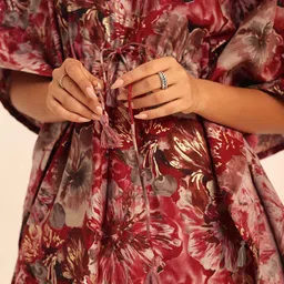 KAORI BY SHREYA AGARWAL Floral Printed V-Neck Kaftan Top With Trouser Co-Ords image 5