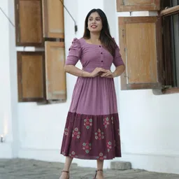 gf designer Women Fit and Flare Purple Midi/Calf Length Dress-picture-21