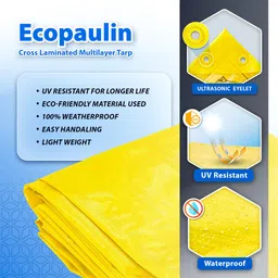 tandhan Ecopaulin Cross Laminated Multilayer Eco-friendly 10 X 8 FT tarpaulin Sheet Tent - For Multipurpose Heavy Duty Waterproof Tadpatri 90 GSM Plastic Cover Tharpai image 2